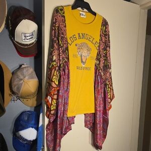 Morgan Factory Handmade Top With Indian Silk. Upcycled Piece.